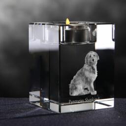 Pyrenean Shepherd, Crystal Candlestick With Dog, Souvenir, Decoration, Limited Edition, Collection - thumbnail 2
