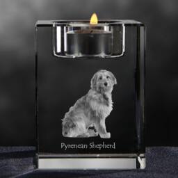 Pyrenean Shepherd, Crystal Candlestick With Dog, Souvenir, Decoration, Limited Edition, Collection - thumbnail 3