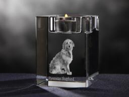 Pyrenean Shepherd, Crystal Candlestick With Dog, Souvenir, Decoration, Limited Edition, Collection - thumbnail 1