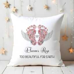 Baby Loss Memorial Cushion, Personalised Baby Keepsake, Too Beautiful For Earth - thumbnail 2