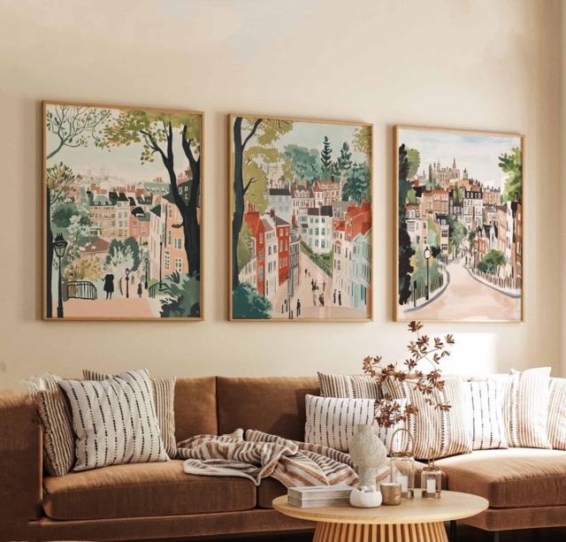 Set Of 3 Hampstead Posters, London Travel Prints, UK Wall Art Set, Heath Decor, Cityscape Posters & Print - image 1