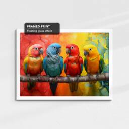 Parrots Vibrant Painting Pet Animal Bird Framed Poster Print & Canvas Wall Decor Art Bedroom Home Interior Gift For Lover - thumbnail 3
