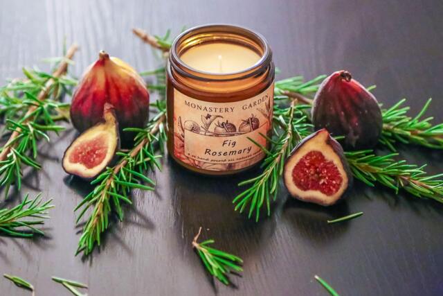 Scented Soy Candle, Holiday Candle, Christmas Stocking Fig Rosemary - image 1