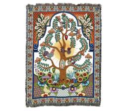 Arboles De La Vida Guadalupe Virgin Mary Woven Tapestry Throw Blanket, Large Soft Comforting 100% Cotton Made in Usa 72x54 - thumbnail 1