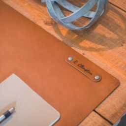 Personalized Leather Desk Mat - 3rd Anniversary Gift Idea For Him Or Her Elevate Your Workspace With Style, Him - thumbnail 4