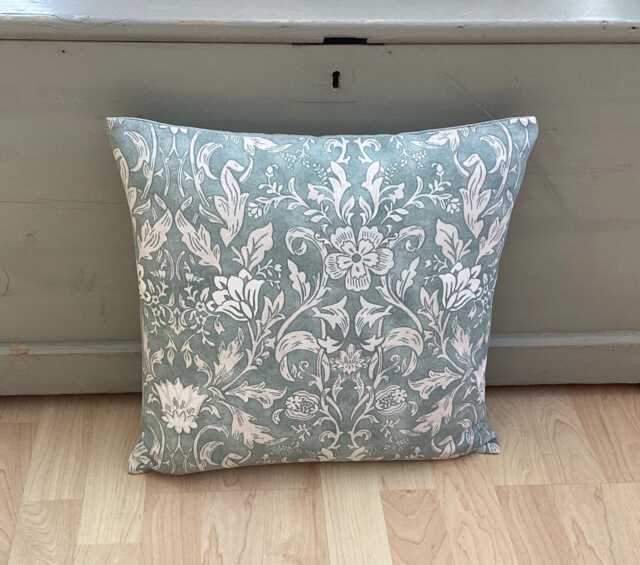 William Morris Floral Cushion Cover Rococo Duck Egg Blue Linen Pillow Sham - image 1