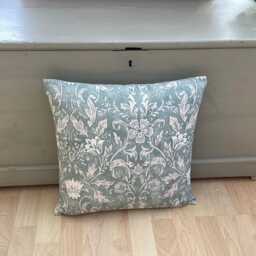 William Morris Floral Cushion Cover Rococo Duck Egg Blue Linen Pillow Sham - thumbnail 2