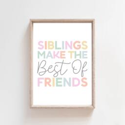 Brother & Sisters Wall Art, Sibling Prints, Rainbow Bedroom Decor, Shared Muted Colours, Playroom Bro Sis - thumbnail 1