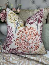 Decorative Trees Design Cushion Cover, Modern Throw Pillow Cover For Sofa -Chair Window Seat, Pink Ochre Orange , John Lewis Leckford Fabric