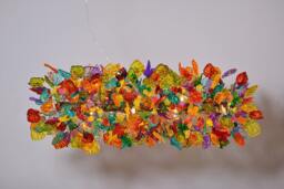Floral Chandelier Lighting Multicolored Resin Flowers & Leaves - thumbnail 1
