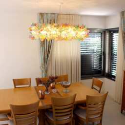 Floral Chandelier Lighting Multicolored Resin Flowers & Leaves - thumbnail 4