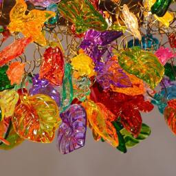 Floral Chandelier Lighting Multicolored Resin Flowers & Leaves - thumbnail 2