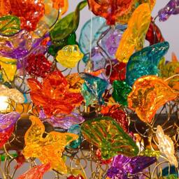 Floral Chandelier Lighting Multicolored Resin Flowers & Leaves - thumbnail 3