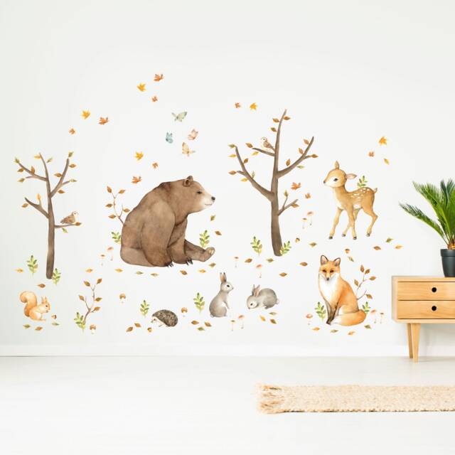 Forest Animal Wall Decals Plastic-Free Woodland Nursery Decor - image 1
