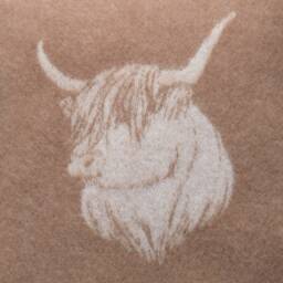 Brown Highland Cow Cushion Cover - Pure Wool Reversible Pillowcase 45 X 45cm/ 18 18 - thumbnail 2