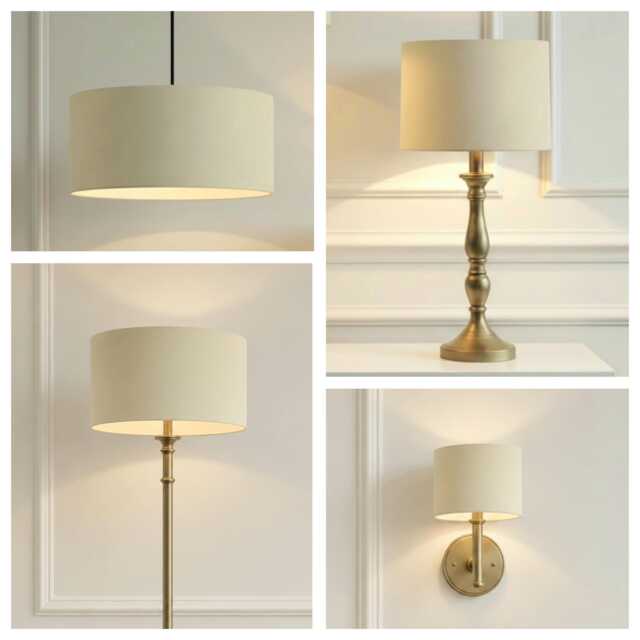 Cream Matt Velvet Drum Lampshade - Wall, Table, Floor Ceiling Lamp Custom Sizes & Lining Options Handmade Bespoke Light Shade UK - image 1