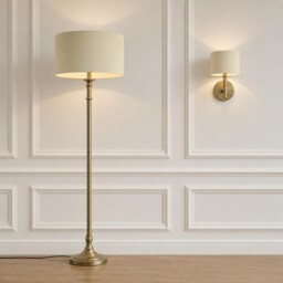 Cream Matt Velvet Drum Lampshade - Wall, Table, Floor Ceiling Lamp Custom Sizes & Lining Options Handmade Bespoke Light Shade UK - thumbnail 3