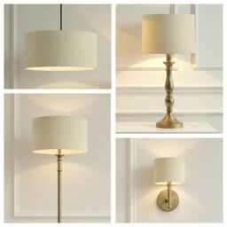 Cream Matt Velvet Drum Lampshade - Wall, Table, Floor Ceiling Lamp Custom Sizes & Lining Options Handmade Bespoke Light Shade UK