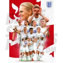 England Lionesses Player Montage Poster - Officially Licensed Product A4/A3 A2 Plus Framed Options - thumbnail 1