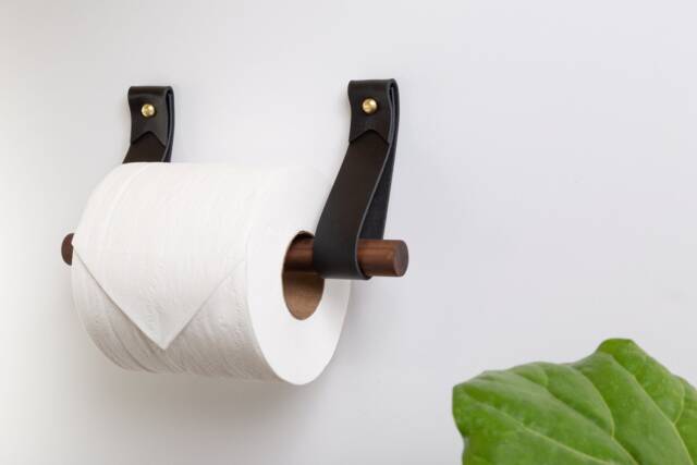 Toilet Roll Holder Kit with Leather Hooks & Wood Dowel Wall Mounted Tp Holder Farmhouse Bathroom Decor Art Scandinavian Accessories For Bath - image 1