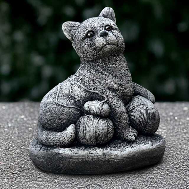 Concrete Playful Kitty Sculpture Stone Cat Figurine Cement Kitten Decoration Memorial Statue Handmade Decor Kitty Lover Gift - image 1