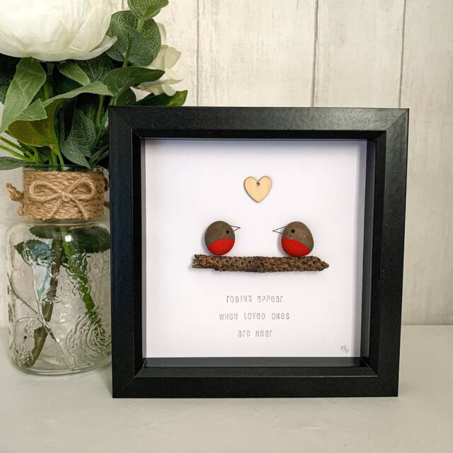 Robin Pebble Art, Memorial Robins Appear, Christmas Gift, Thinking Of You Sympathy, Art - image 1