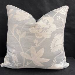 Colefax & Fowler Camille Luxury Designer Embroidered Pale Blue Grey Cushion Pillow Cover - thumbnail 1