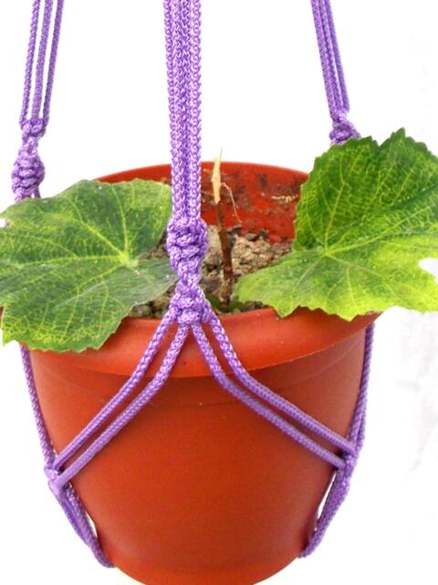 Purple Macrame Plant Hanger 24 Inches 3mm - Hanging Planter Indoor Outdoor Gift Idea Macrame Plant Holder Wall Hanging - image 1