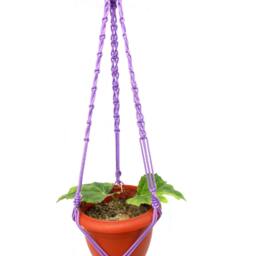 Purple Macrame Plant Hanger 24 Inches 3mm - Hanging Planter Indoor Outdoor Gift Idea Macrame Plant Holder Wall Hanging - thumbnail 2