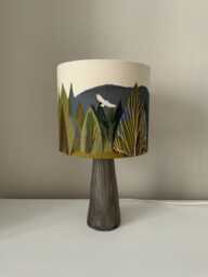 Handmade Ceramic-style Clay Table Lamp With Organic Cotton Lampshade - Cromarty Firth Inspired Design