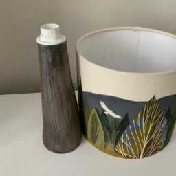 Handmade Ceramic-style Clay Table Lamp With Organic Cotton Lampshade - Cromarty Firth Inspired Design - thumbnail 3