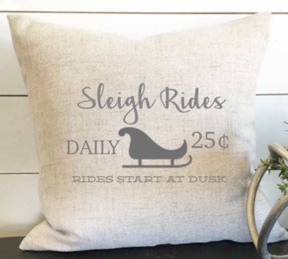 Sleigh Rides Pillow Cover, Christmas Pillow, Gift, Ride Decor, Holiday Decor