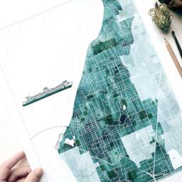 Edmonds Washington Watercolor Wash Art Map - Art Print Edmonds Realtor Moving Wedding Gift Hometown Wall Decor Puget Sound Ferry - thumbnail 3