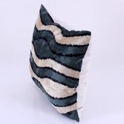 16x16 Ikat Velvet Pillow Cover, Handmade Cushion, Decorative Throw Pillow, Boho Cushion Turkish Home Decor - thumbnail 2