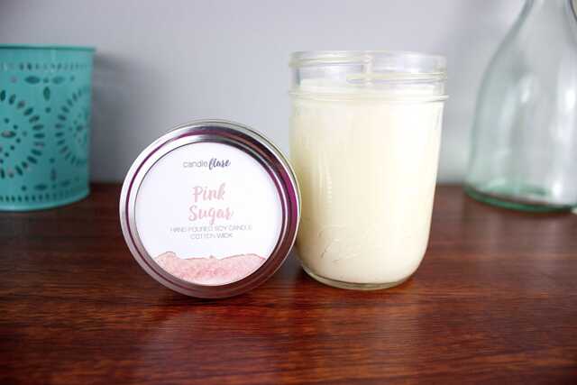 Pink Sugar Soy Candle in Half Pint Mason Jar - Sweet Candy Scented Gift For Her, Wood Or Cotton Wick - image 1