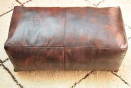 Moroccan Leather, Ottoman Pouf, Pouf Chair, Dark Brown Leather Pouf, Handmade Morocco, Footstool, Berber Moroccan Floor Cushion