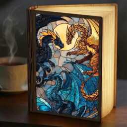 Fourth Wing Book Lamp, Fantasy Dragon Light, Lover Gift, Rider Decor, Night Light Cozy Reading Foldable Lamp - thumbnail 1