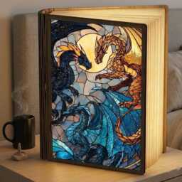 Fourth Wing Book Lamp, Fantasy Dragon Light, Lover Gift, Rider Decor, Night Light Cozy Reading Foldable Lamp - thumbnail 2