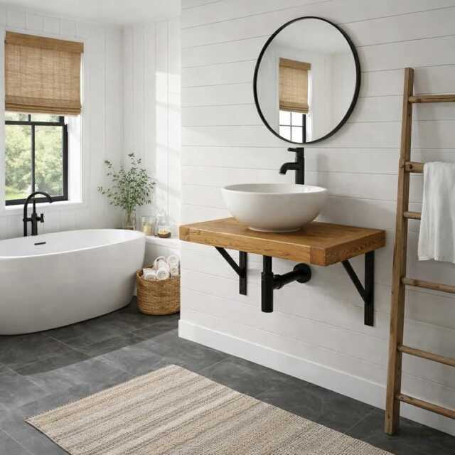 Rustic Wash Stand Shelf Washstand Sink Unit Hand Crafted Bathroom Wooden Vanity Industrial - image 1