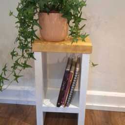 Handmade Reclaimed Wood Side Table - Farmhouse Plant Stand, Bedside Decor - thumbnail 2