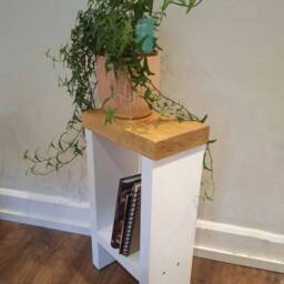 Handmade Reclaimed Wood Side Table - Farmhouse Plant Stand, Bedside Decor - thumbnail 3