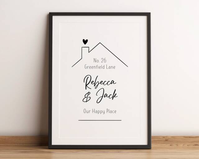 Personalised New Home Print - Housewarming Gift First Our Happy Place Family Wall Art Custom House Decor Unframed - image 1