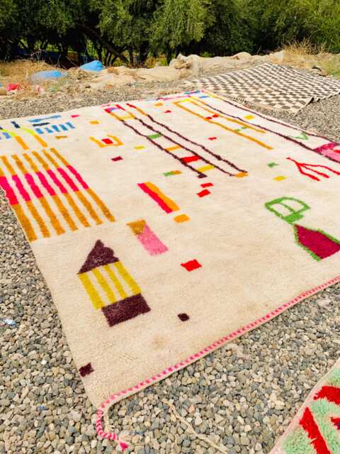 White Shag Rug, Moroccan Neon Colorful Berber Rug, Custom Made Carpet, Large Area Rug - image 1