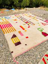 White Shag Rug, Moroccan Neon Colorful Berber Rug, Custom Made Carpet, Large Area Rug