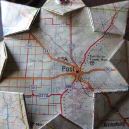 Post, Texas, Origami Map Ornament, Home Decor, Wall Art, Road Map, Vacation, Christmas, Holiday, Wedding, Graduation, Moving, Gift - thumbnail 2