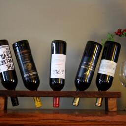 Personalized Rustic Wood Wine Rack - 5 Bottle Display, Anniversary Gift - thumbnail 2