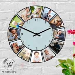 Custom Family Photos Glass Clocks, Personalised Bedroom Wall Clock, Memorial Day Pictures Printed Special Couple Wedding Gift - thumbnail 2