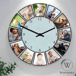 Custom Family Photos Glass Clocks, Personalised Bedroom Wall Clock, Memorial Day Pictures Printed Special Couple Wedding Gift