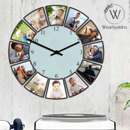 Custom Family Photos Glass Clocks, Personalised Bedroom Wall Clock, Memorial Day Pictures Printed Special Couple Wedding Gift - thumbnail 3