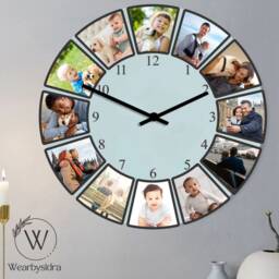 Custom Family Photos Glass Clocks, Personalised Bedroom Wall Clock, Memorial Day Pictures Printed Special Couple Wedding Gift - thumbnail 4